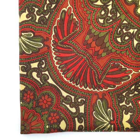 Vtg Stix Baer & Fuller Scarf Green Rust Golden Geo Floral Pattern 26.5" Square - Picture 6 of 16
